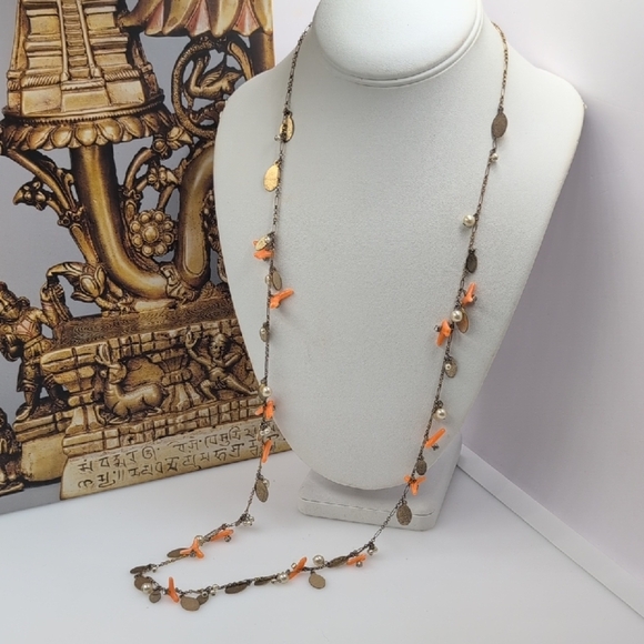 J. Crew Orange and Gold Necklace with Warm-Toned Elegance - Picture 1 of 5